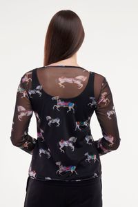 Blusa tule Segunda pele Manga Longa carrossel