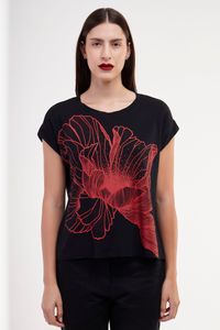 Blusa preta de Malha manga japonesa