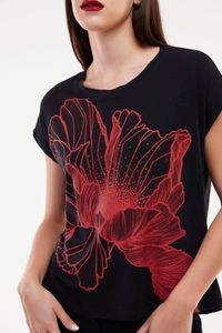 Blusa preta de Malha manga japonesa