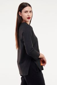 Blusa de Malha grafite Estampa Rosa