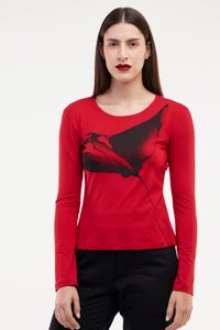 Blusa Malha Vermelha Estampa Arraia