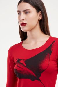 Blusa Malha Vermelha Estampa Arraia