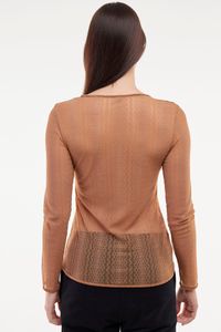 Blusa tule Lurex sem forro manga longa