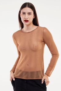 Blusa tule Lurex sem forro manga longa