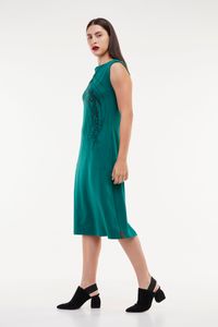 Vestido de Malha Verde Decote Reto