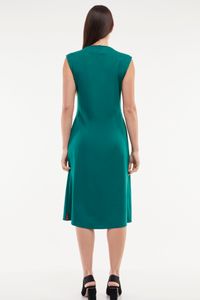 Vestido de Malha Verde Decote Reto