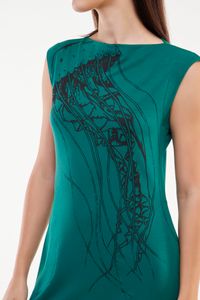 Vestido de Malha Verde Decote Reto