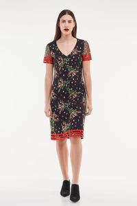 Vestido Tule Bordado Preto Com Fita Cetim