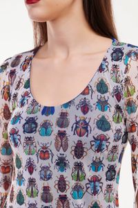 Vestido Tule Manga 3/4 Joias Besouro