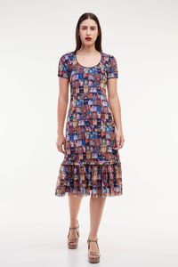 Vestido tule Barra Franzida Klimt Quadrinhos