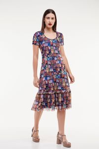 Vestido tule Barra Franzida Klimt Quadrinhos