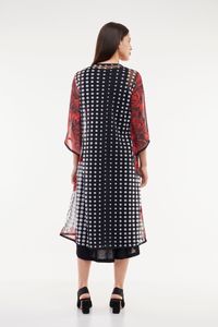Kimono Longo de tule Poa com Rosas