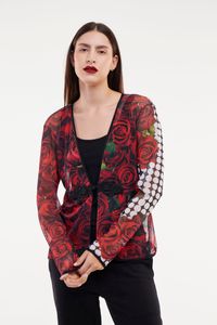 Casaquinho Tule Poa com Rosas
