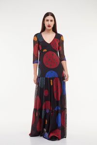 Vestido babados tule bolas coloridas