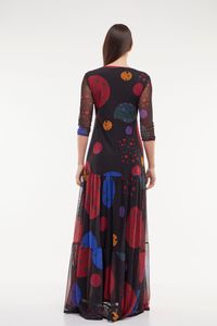Vestido babados tule bolas coloridas