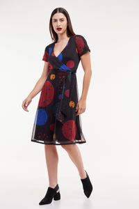 Vestido Tule Amarrar Cintura Bolas Coloridas