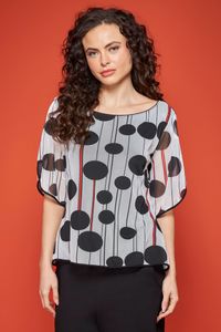Blusa tule póa com listras manga a fio