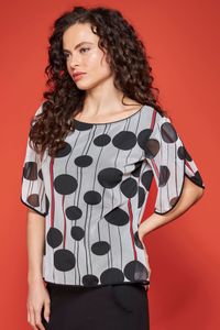 Blusa tule póa com listras manga a fio