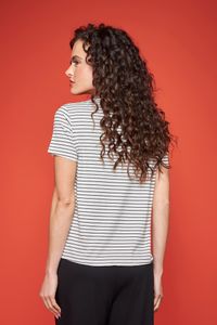 Blusa de Malha Listrada Estampa Bolas