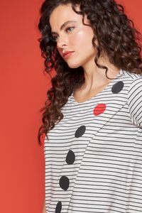 Blusa de Malha Listrada Estampa Bolas