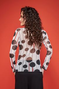 Blusa de tule segunda pele manga longa Poá c/listra