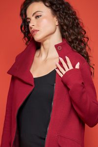 Casaco de Malha Vermelho com Zíper Lateral