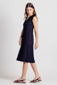 Vestido Malha Presponto Lateral Azul
