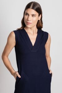 Vestido Malha Presponto Lateral Azul