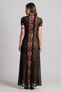 Vestido Longo Tule C/Tira Renda  Bordada