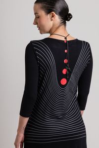 Vestido Longo Preto de Malha Com bolas Costas