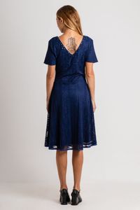 Vestido curto de renda Azul com decote Bolinhas Coloridas