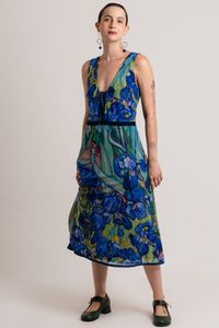 Vestido tule decote V Van Gogh Orquidea