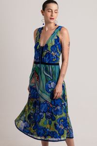 Vestido tule decote V Van Gogh Orquidea