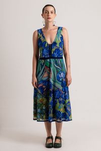 Vestido tule decote V Van Gogh Orquidea