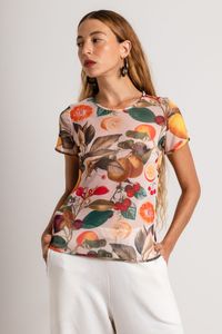 Blusa segunda pele manga curta Frutas Cítricas