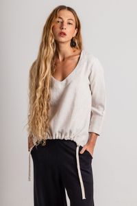 Blusa de Linho Cru Franzido