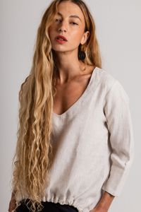 Blusa de Linho Cru Franzido