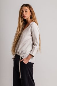 Blusa de Linho Cru Franzido