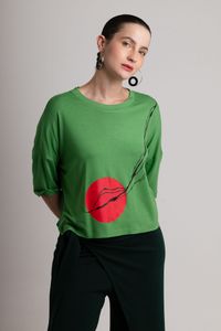 Blusa de Malha Verde Bola com Risco
