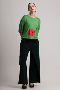 Blusa de Malha Verde Bola com Risco
