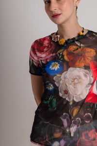 Blusa segunda pele manga curta Rosa Chitão