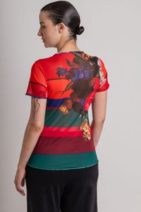 Blusa segunda pele manga curta Floral Listral