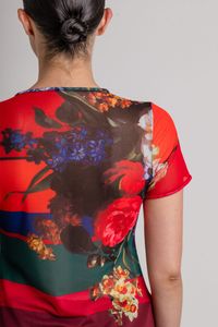 Blusa segunda pele manga curta Floral Listral