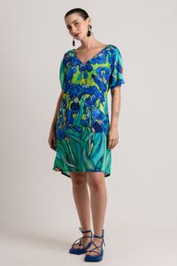 Vestido curto Van Gogh Orquidea manga aberta