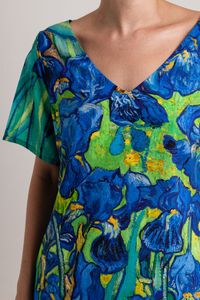 Vestido curto Van Gogh Orquidea manga aberta