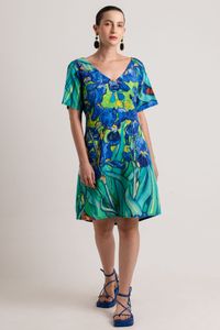 Vestido curto Van Gogh Orquidea manga aberta