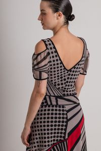 Vestido curto de tule fenda ombro Linhas retas com Vermelho