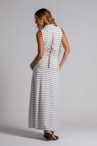 Vestido Midi de Malha Listrado Chemise