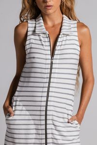 Vestido Midi de Malha Listrado Chemise