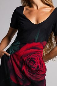 Vestido Curto preto de tule  Rosa  Vermelha